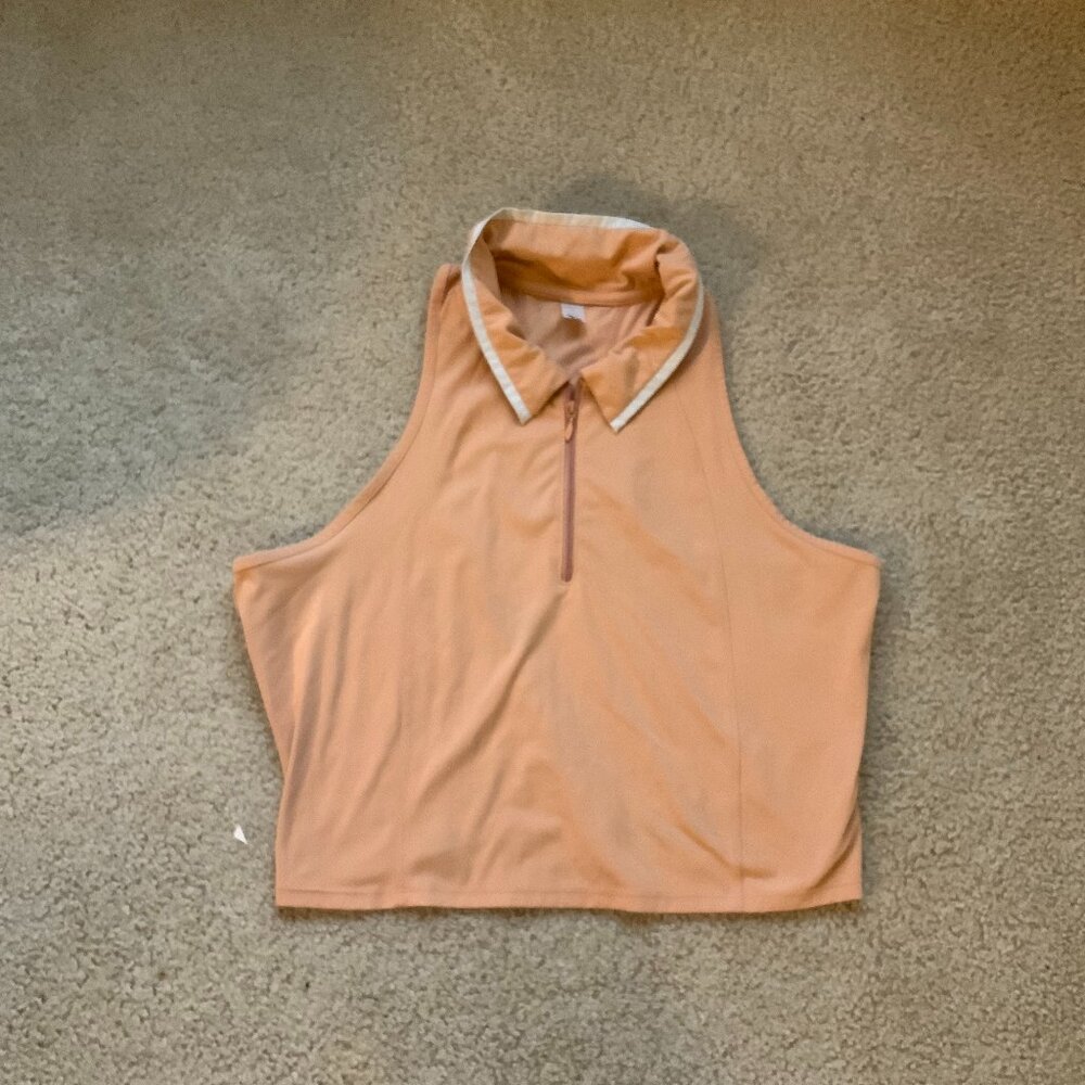 Pink/white Half Zip Tank Top